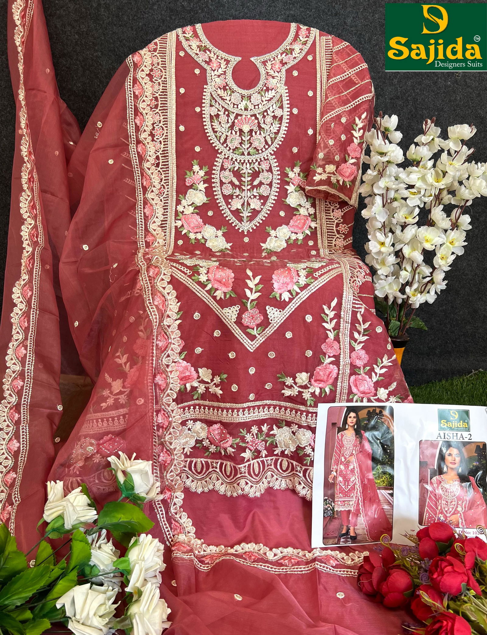 Aisha Vol 2 By Sajida Organza Embroidery Designer Salwar Suits Suppliers In India